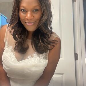Lily White Ivory Sheer Lace Bodice Wedding Dress